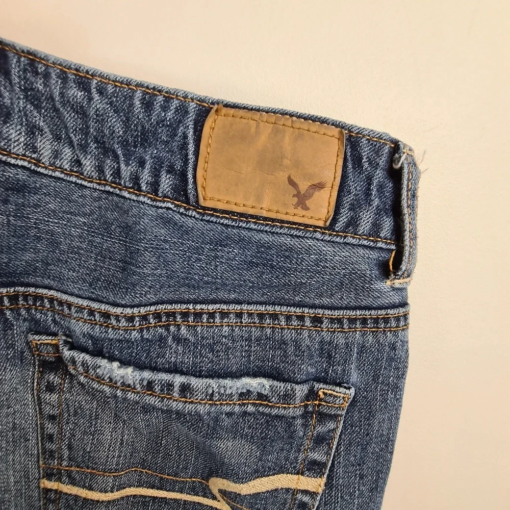 American Eagle High Rise Festival Shorts Denim‎ & Lace Size 6 Boho Cream Floral